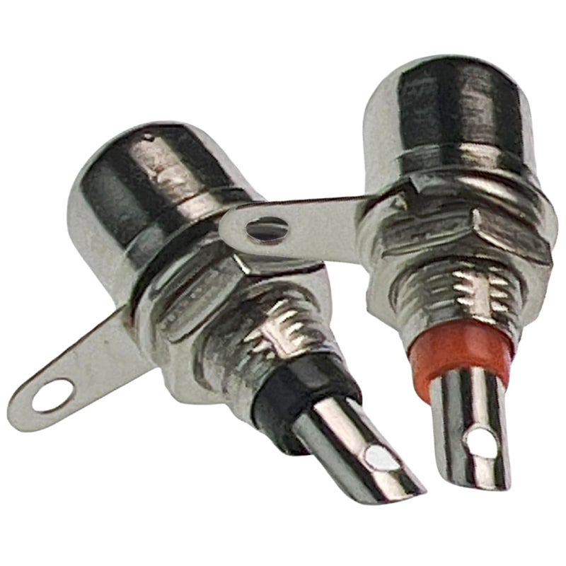 CESS RCA Socket Connector Chassis/Panel Mount, Red and Black, 5 Pairs, Solder Type, Nickel-Plated, with Nuts for Mounting - Image 2